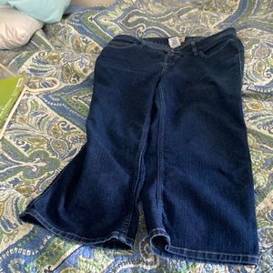 LL Bean navy jeans reg  cropped pants Great shape!